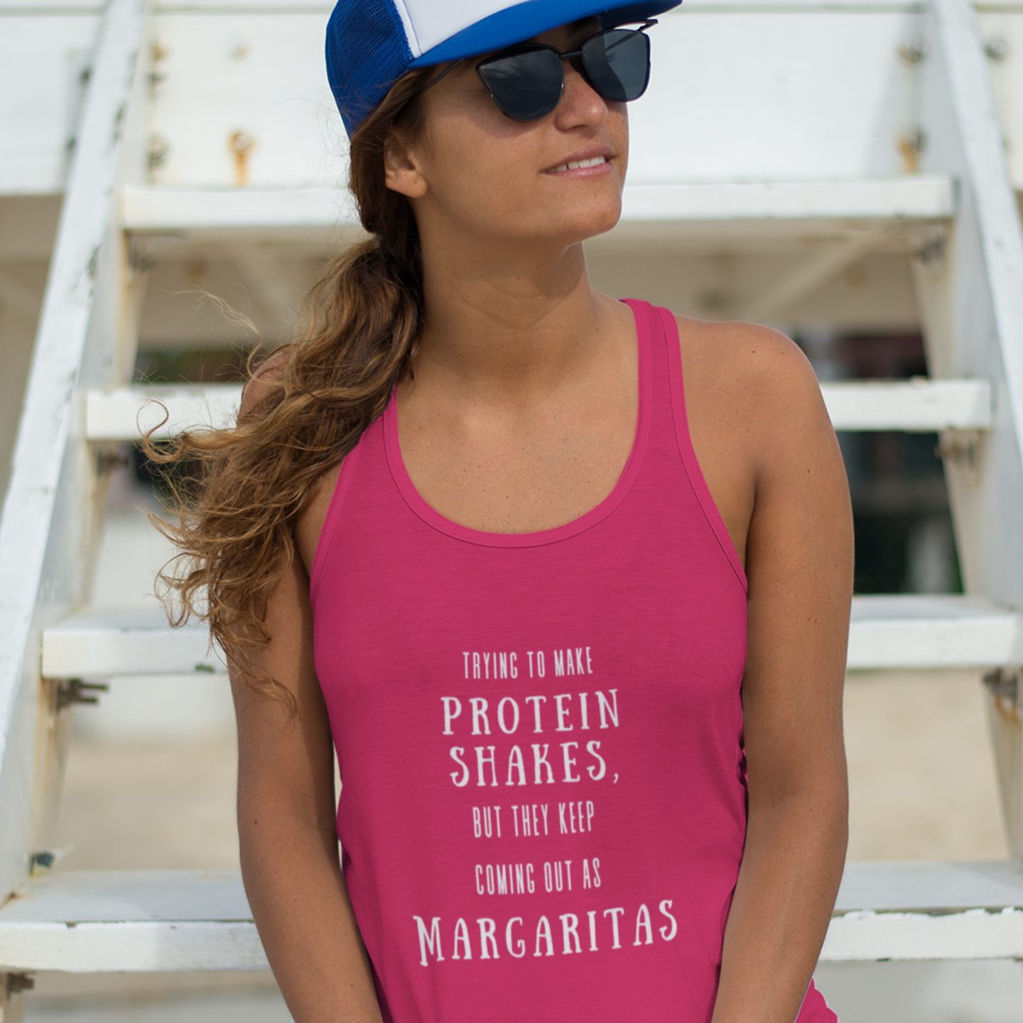 Trying to Make Protein Shakes Women's Racerback Tank